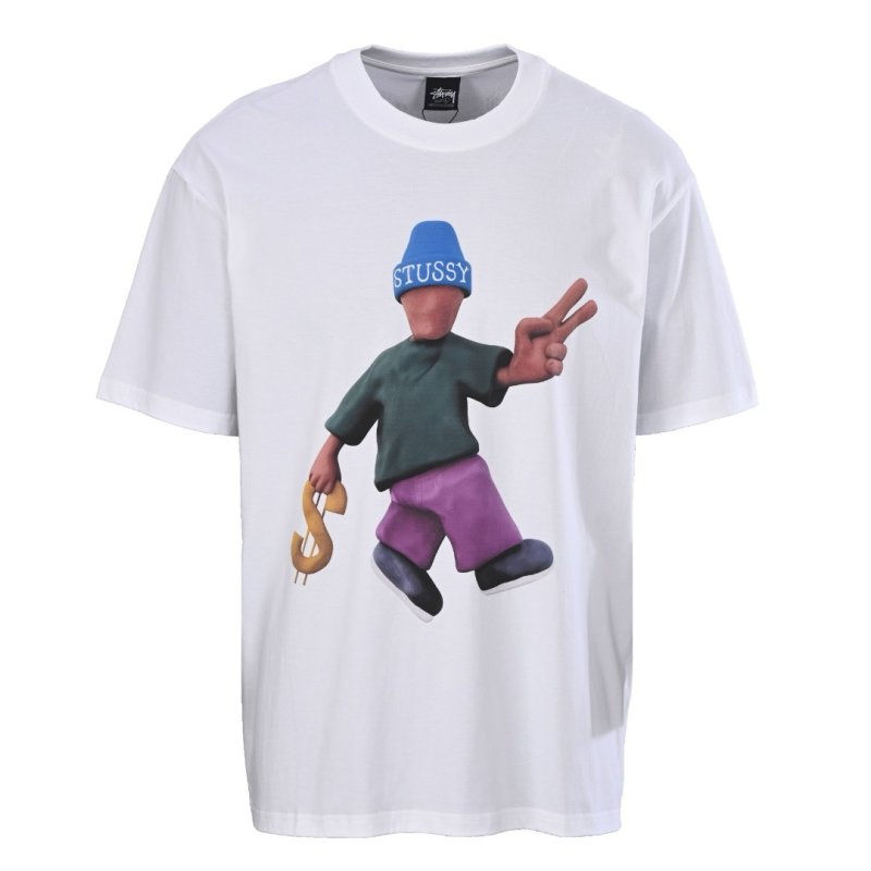 Stüssy White Graphic Cartoon T-Shirt view