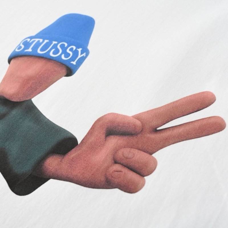 Stüssy White Graphic Cartoon T-Shirt view