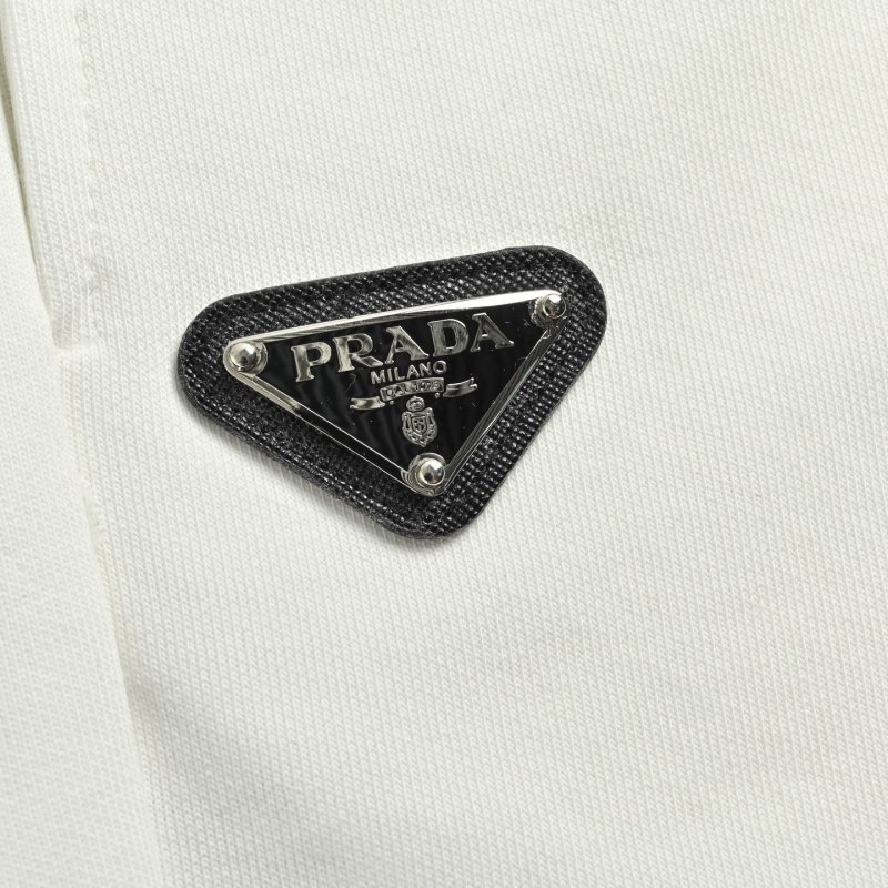 Prada White Shorts with Black Stripe Detail view