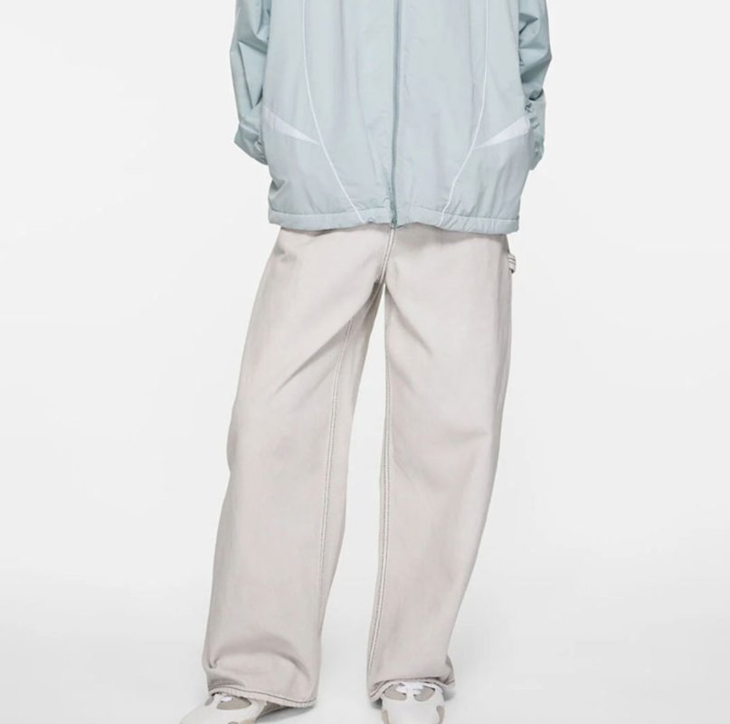 Cream Wide-Leg Jeans with Bow Pocket Embroidery view