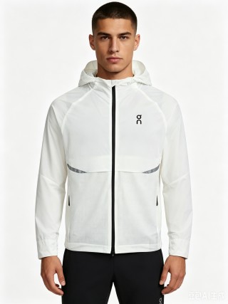 On White Lightweight Running Jacket view 2