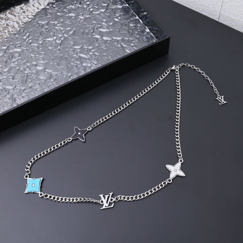 Louis Vuitton LV Multi-Charm Palladium Chain Necklace Silver
