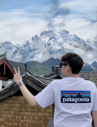 Patagonia Logo White Short Sleeve T-Shirt view 4