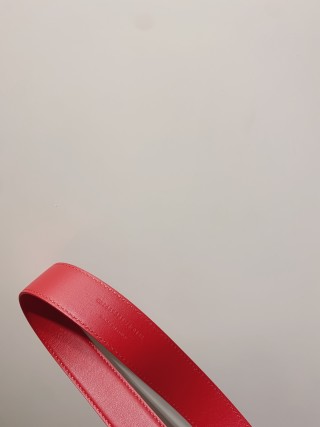 YSL Red Leather Belt with Brass Buckle - 3.0cm Width view 6