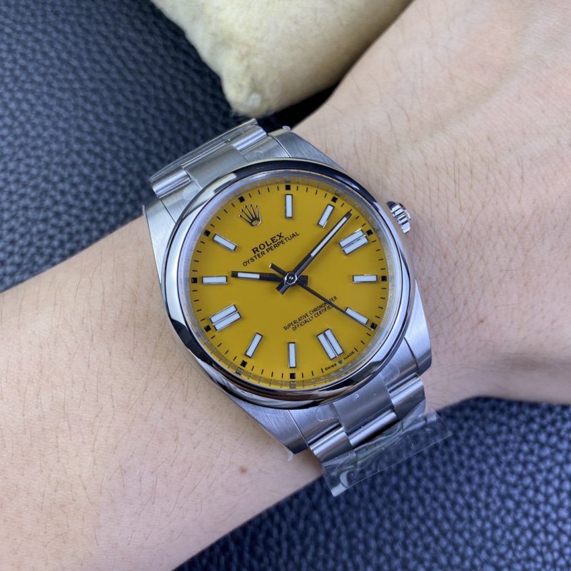 Rolex Oyster Perpetual 41mm Yellow Dial Automatic Watch