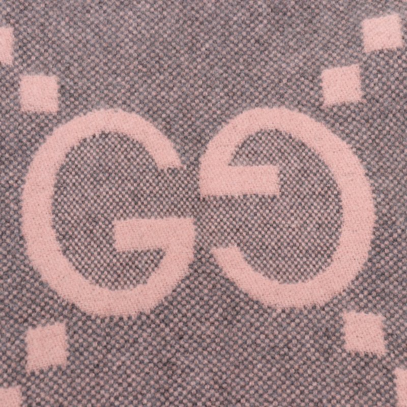 Gucci GG Double-Face Jacquard Scarf Gray & Pink view