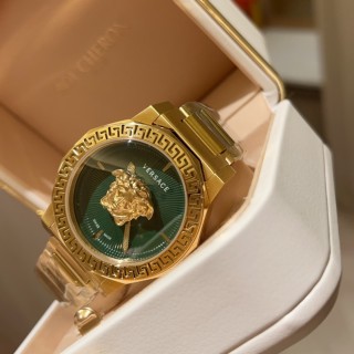 Versace Medusa Gold Quartz Watch with Green Dial view 2