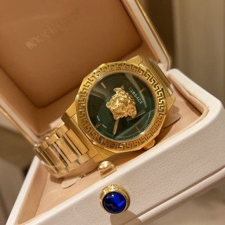 Versace Medusa Gold Quartz Watch with Green Dial view 3