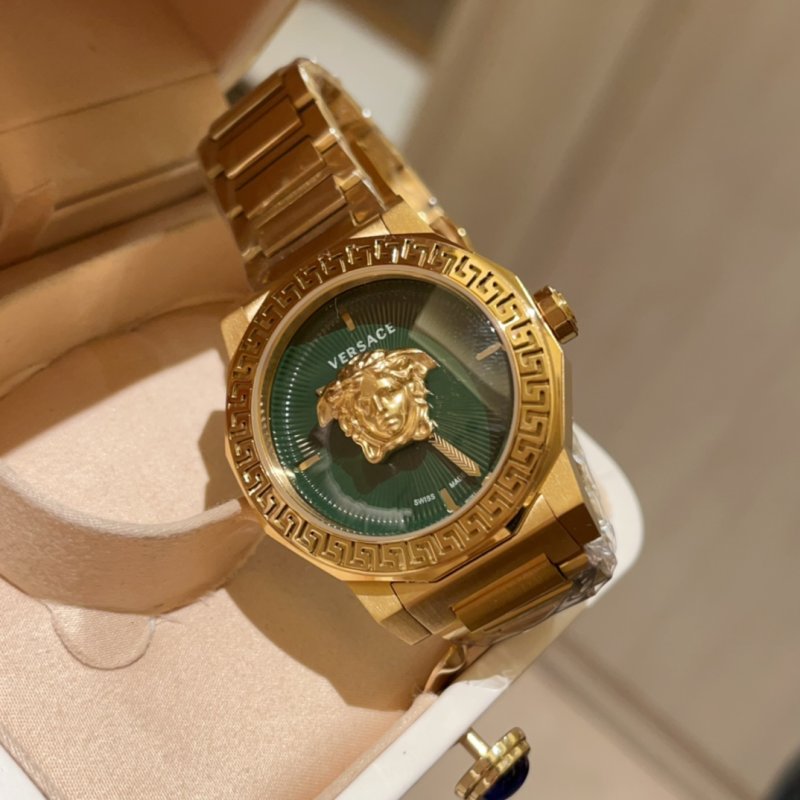 Versace Medusa Gold Quartz Watch with Green Dial view