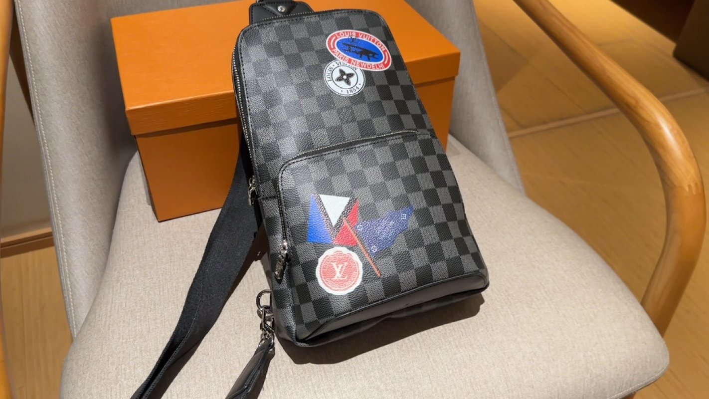 Louis Vuitton Damier Graphite Chest Bag with Badge Patches Black