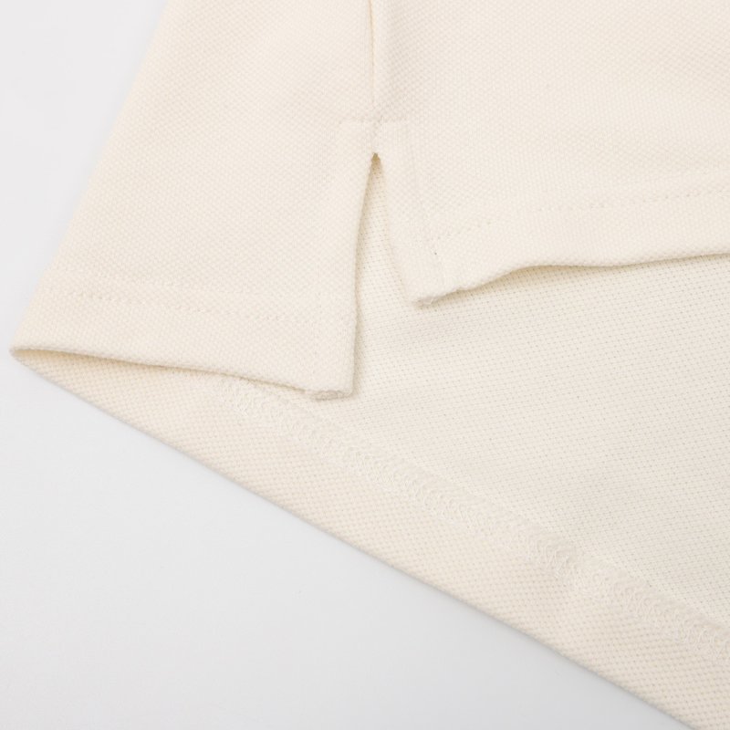 Cream Polo Short Sleeve T-Shirt with Navy & Red Trim view