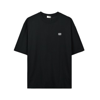 Celine Logo Embroidered Short Sleeve T-Shirt Black view 3