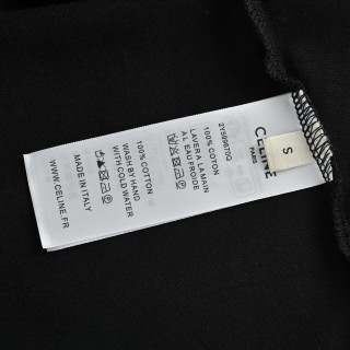 Celine Logo Embroidered Short Sleeve T-Shirt Black view 8