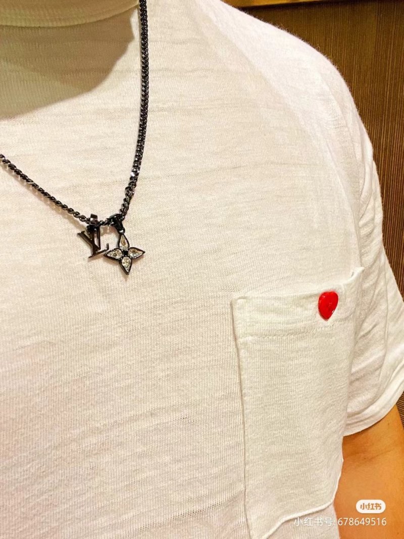 Louis Vuitton Floral Diamond LV Logo Silver Pendant Necklace view