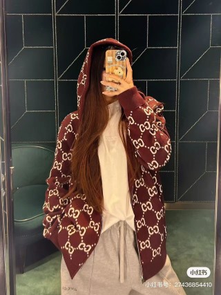 Gucci GG Monogram Burgundy Knit Cardigan view 2