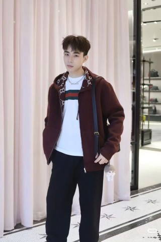 Gucci GG Monogram Burgundy Knit Cardigan view 3