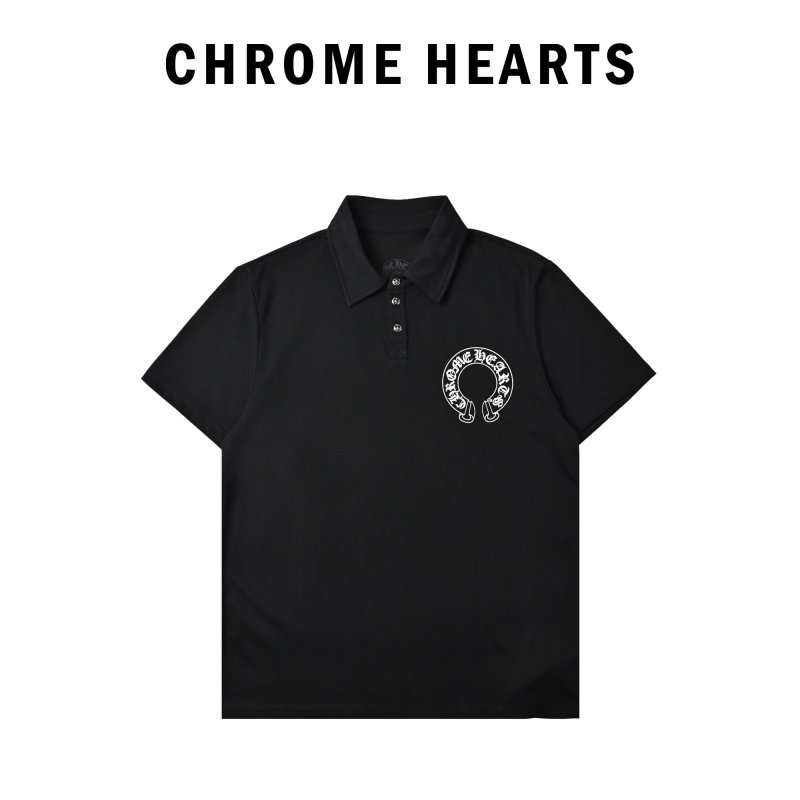 Chrome Hearts Black Horseshoe Logo Polo Shirt view