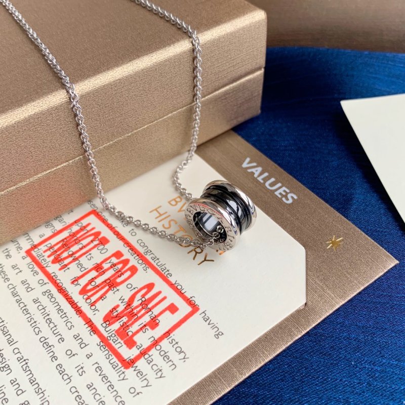 Bulgari B.Zero1 Black Ceramic Silver Pendant Necklace