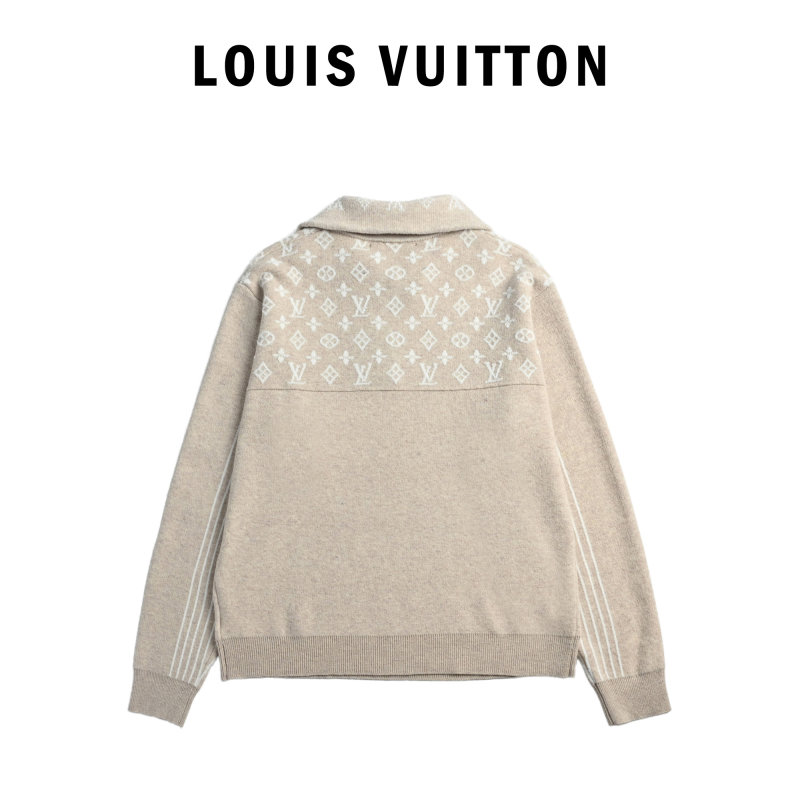 Louis Vuitton Monogram Half-Zip Wool Blend Sweater Beige view