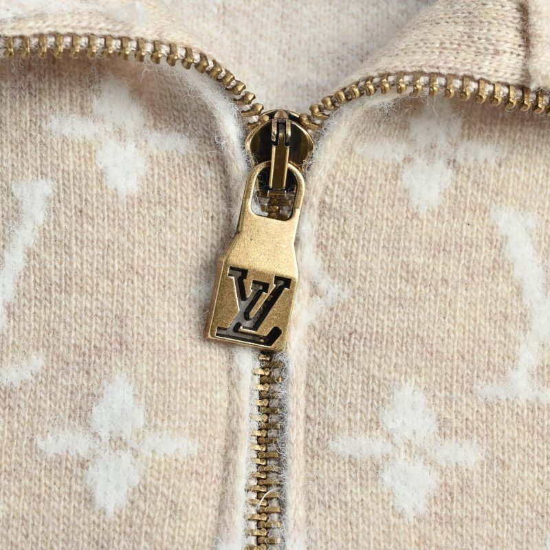 Louis Vuitton Monogram Half-Zip Wool Blend Sweater Beige view