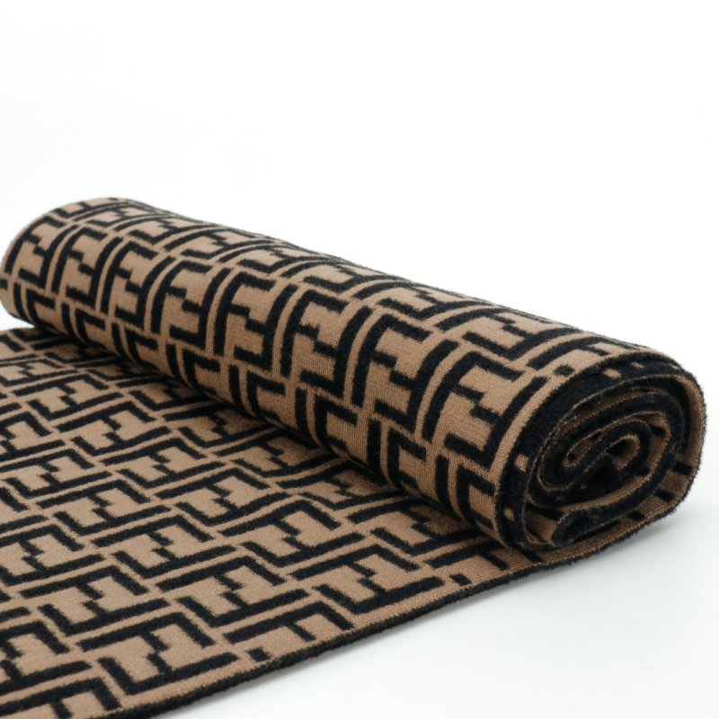 Fendi Monogram Logo Wool Blend Long Scarf Brown view