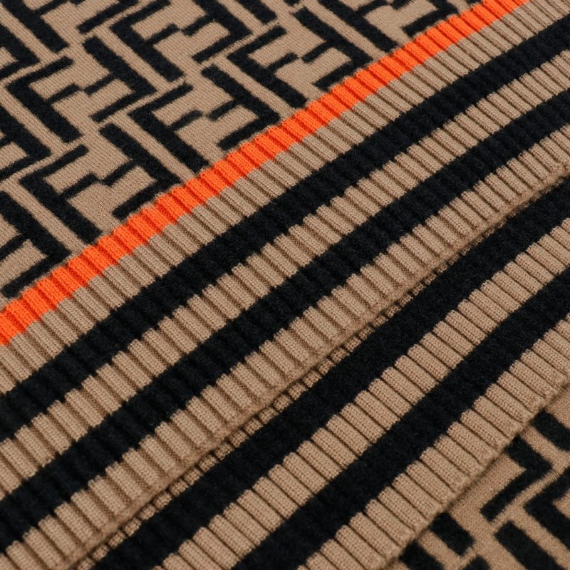 Fendi Monogram Logo Wool Blend Long Scarf Brown view