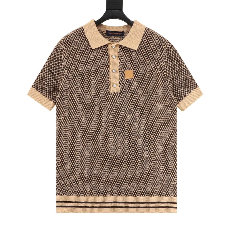 Brown Houndstooth Short Sleeve Knit T-Shirt view