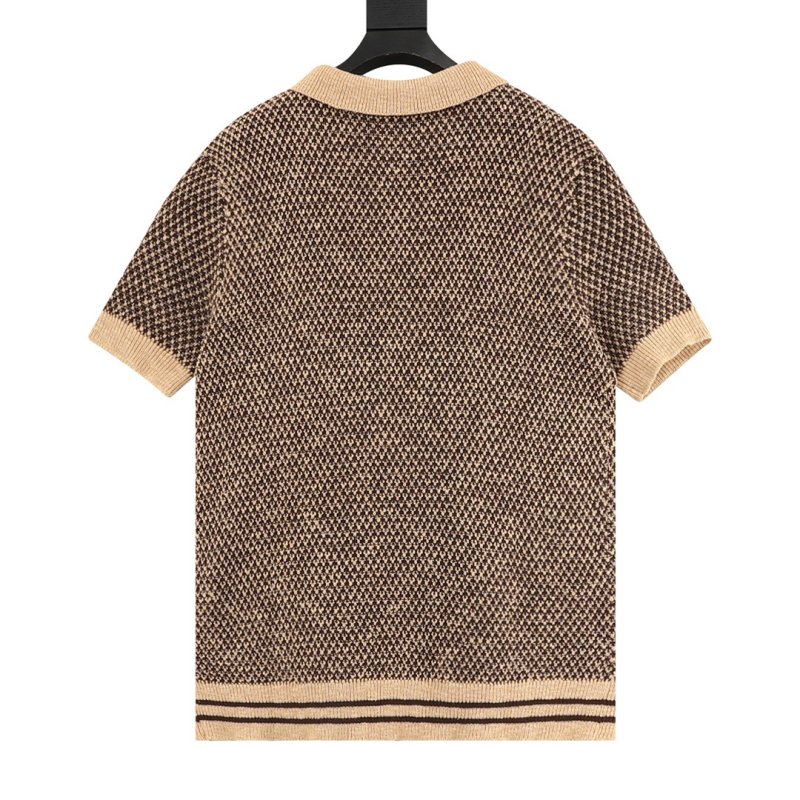 Brown Houndstooth Short Sleeve Knit T-Shirt view