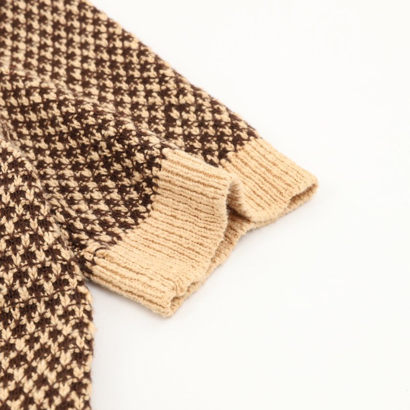 Brown Houndstooth Short Sleeve Knit T-Shirt view