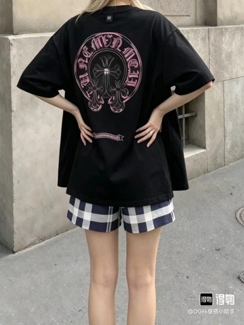 Black Oversized Short Sleeve T-Shirt with Pink Circle Logo view