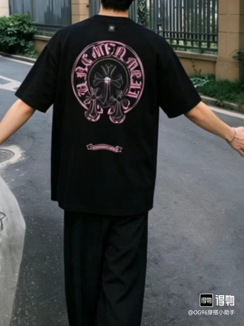Black Oversized Short Sleeve T-Shirt with Pink Circle Logo view