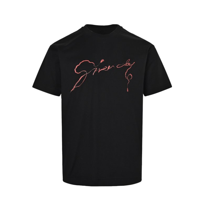 Black Short Sleeve T-Shirt with Red Graphic Print view