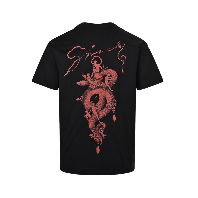 Black Short Sleeve T-Shirt with Red Graphic Print view