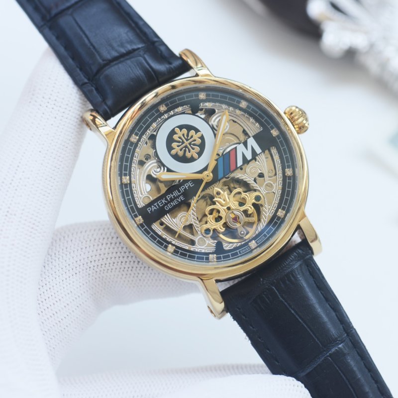 Patek Philippe Skeleton Automatic Gold Blue Leather Watch