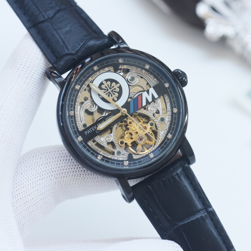 Patek Philippe Skeleton Automatic Gold Blue Leather Watch view