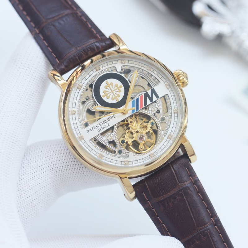 Patek Philippe Skeleton Automatic Gold Blue Leather Watch view