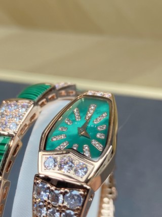 Bulgari Serpenti Rose Gold Green Malachite Diamond Watch view 4