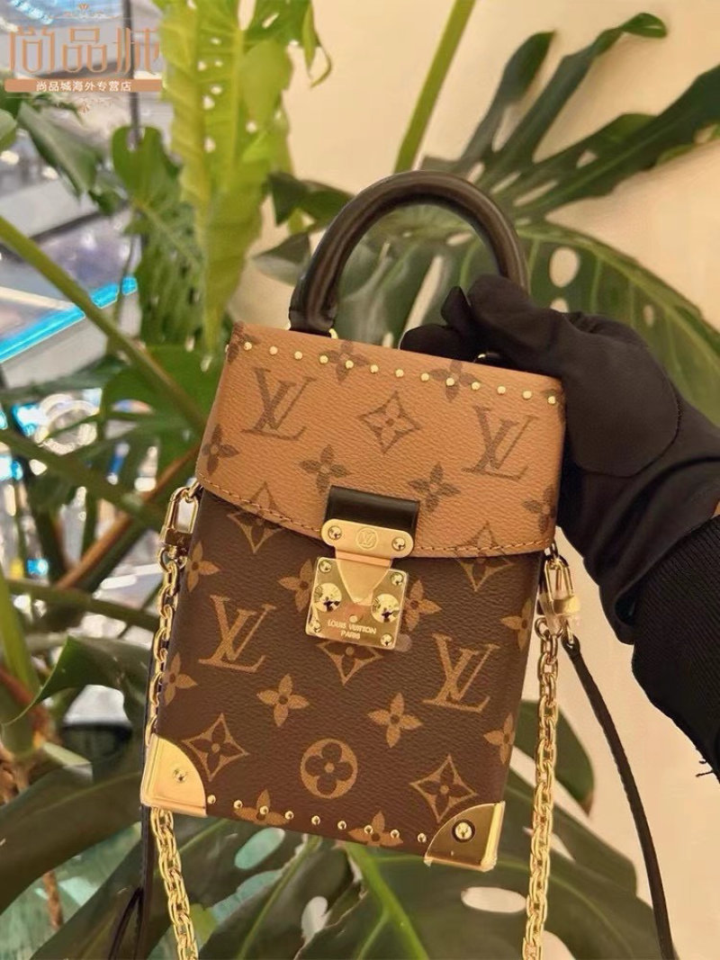 Louis Vuitton Monogram Studded Camera Box Bag Brown