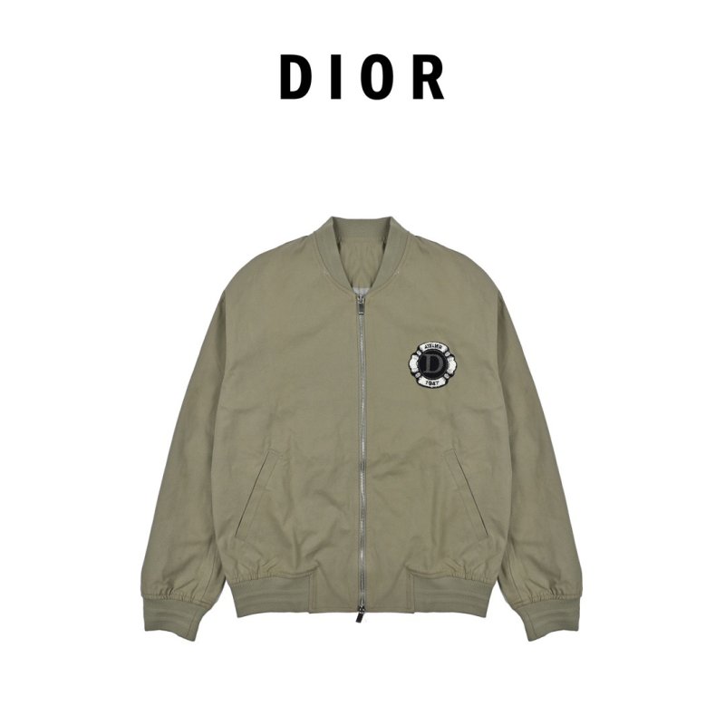 Grey Zip-Up Bomber Jacket with Chest Logo view