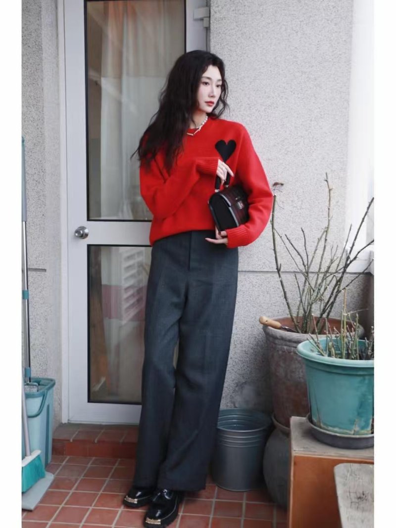 Red Heart Embroidered Wool Cardigan view
