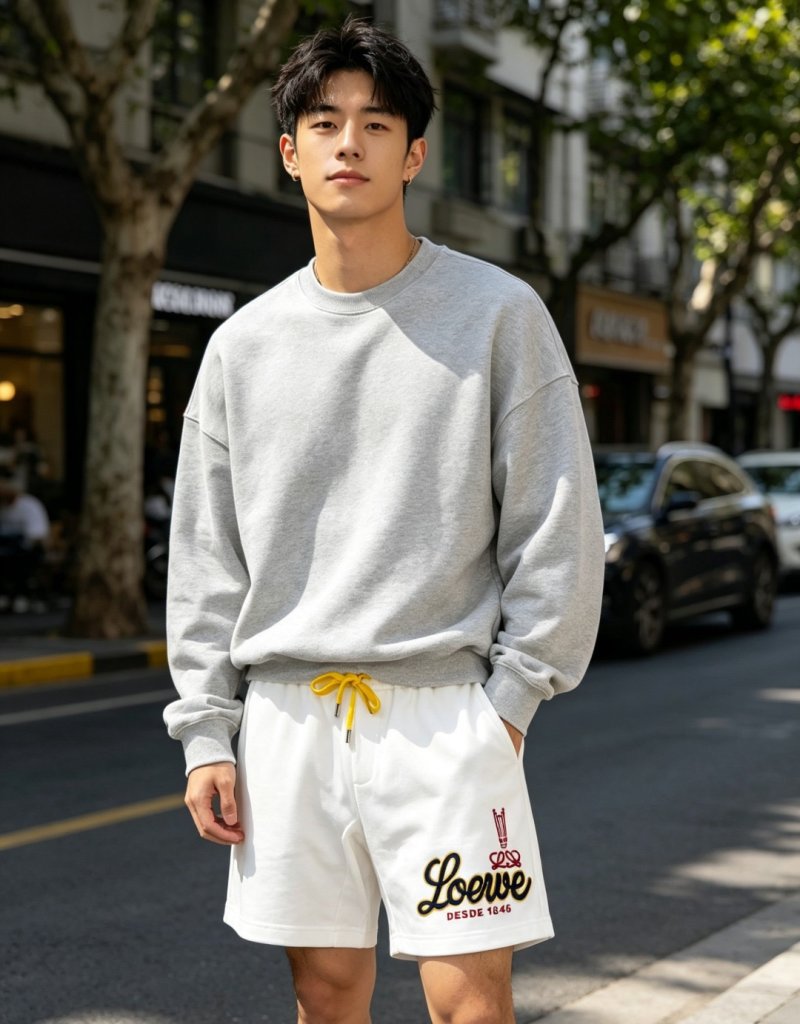 White Embroidered Logo Athletic Shorts with Yellow Drawstring view
