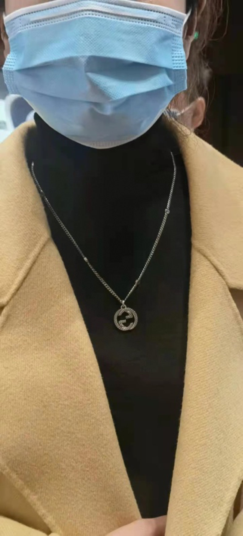 Gucci GG Interlocking Double G Silver Pendant Necklace view