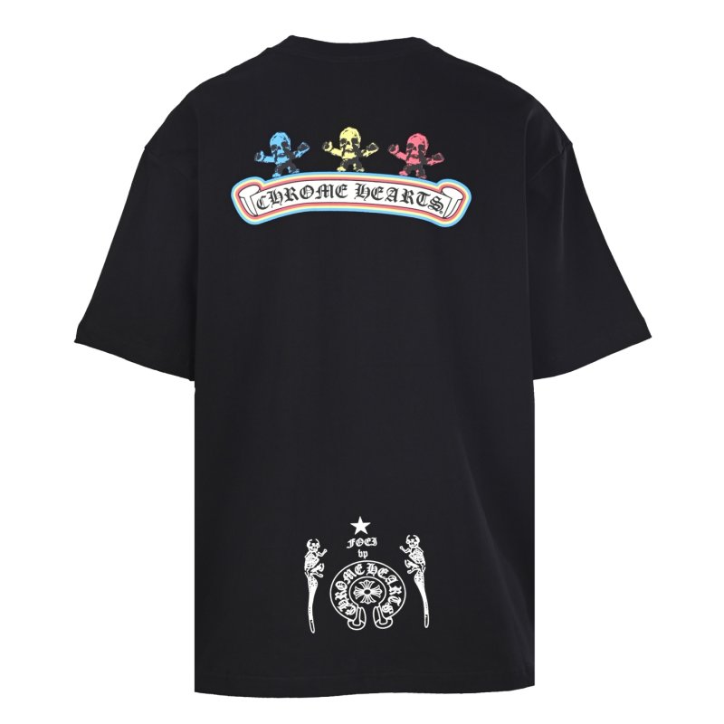 Black Graphic Skull T-Shirt with Colorful Outline view