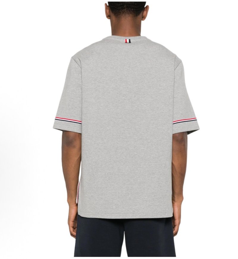 Grey Striped Sleeve T-Shirt with Shorts Set view