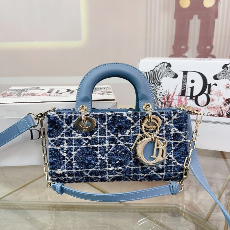 Dior Lady D-Joy Tweed Top Handle Bag Black view