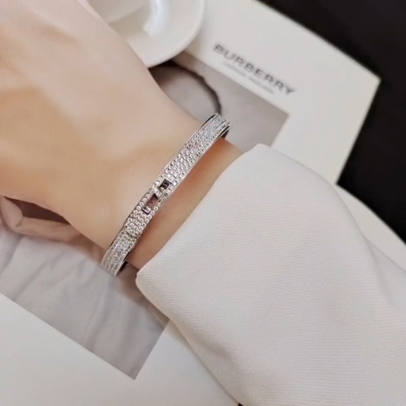 Burberry Crystal Pave Silver Bangle Bracelet