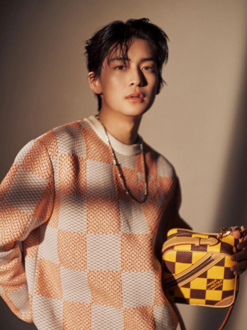 Louis Vuitton Damier Jacquard Crew Neck Sweater Cream Orange view