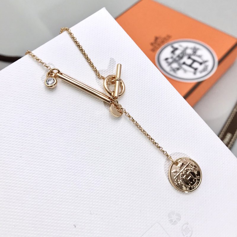 Hermès Replica H Pendant Gold Necklace Coin Style view