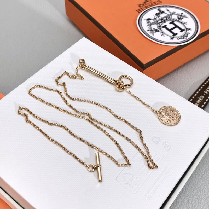 Hermès Replica H Pendant Gold Necklace Coin Style view