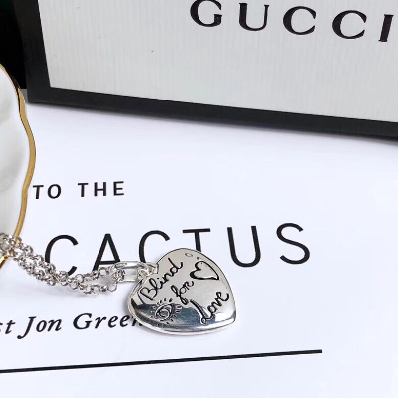 Gucci Love Bird Heart Silver Pendant Necklace view